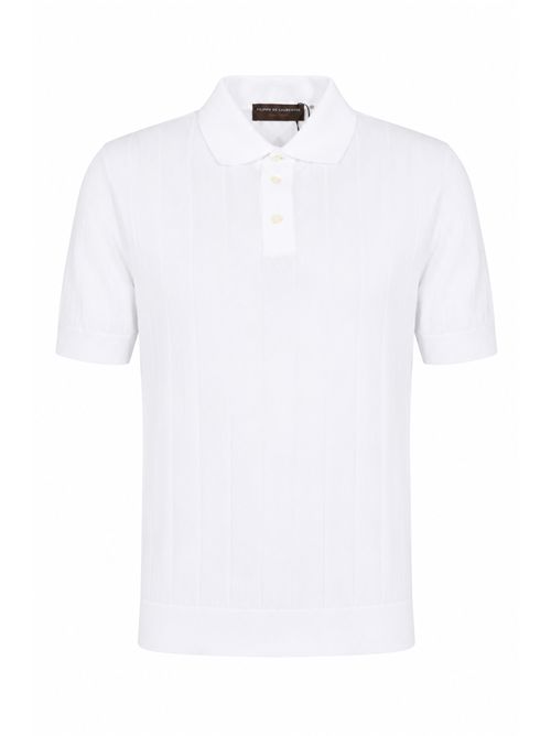Polo in cotone a costa piatta Bianco FILIPPO DE LAURENTIIS | PL1MC CR14C001
